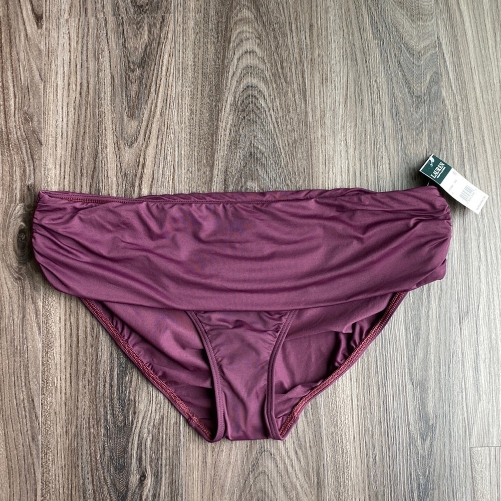 Ralph Lauren Beach Club Wide Band Bikini Bottom 14 Burgundy Womens Swimsuit - Picture 4 of 7